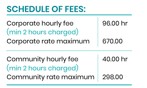 Schedule of Fees for Studio 1